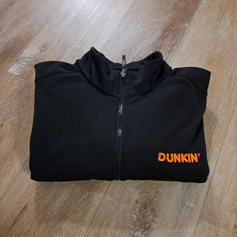 Black Soft Full-zip Dunkin' Uniform Jacket Polyester Micofleece Men's Size Large - Picture 6 of 10